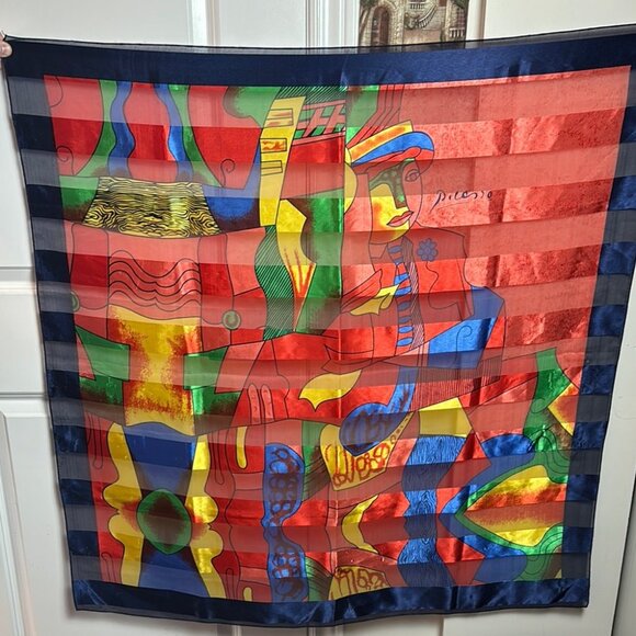 Picasso 80’s Multi-Colorful Geometric Scarf - Picture 5 of 5